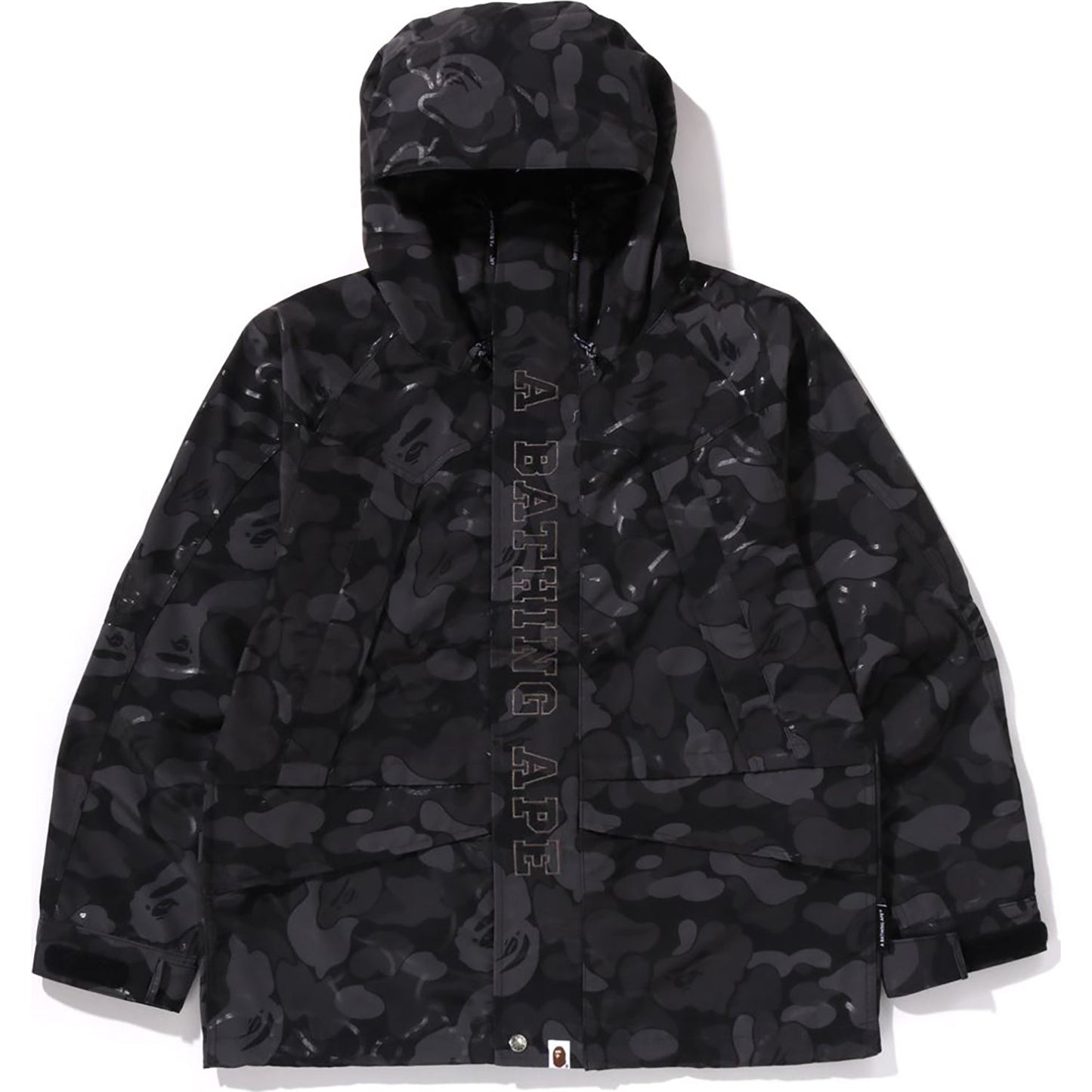 BAPE MENS LAMINATED CAMO SNOWBOARD JACKET