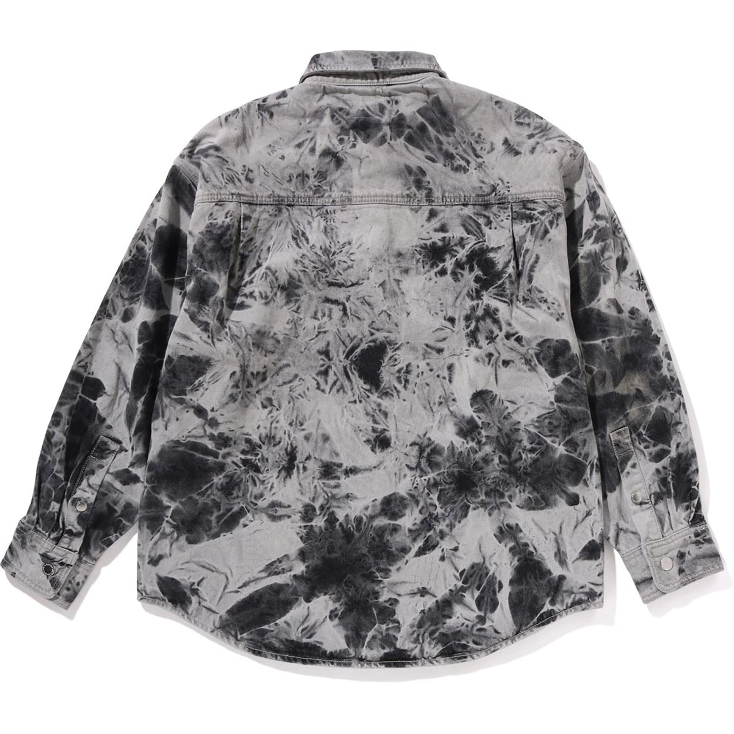 DESTROYED BLEACH BATHING APE LOGO LS SHIRT MENS