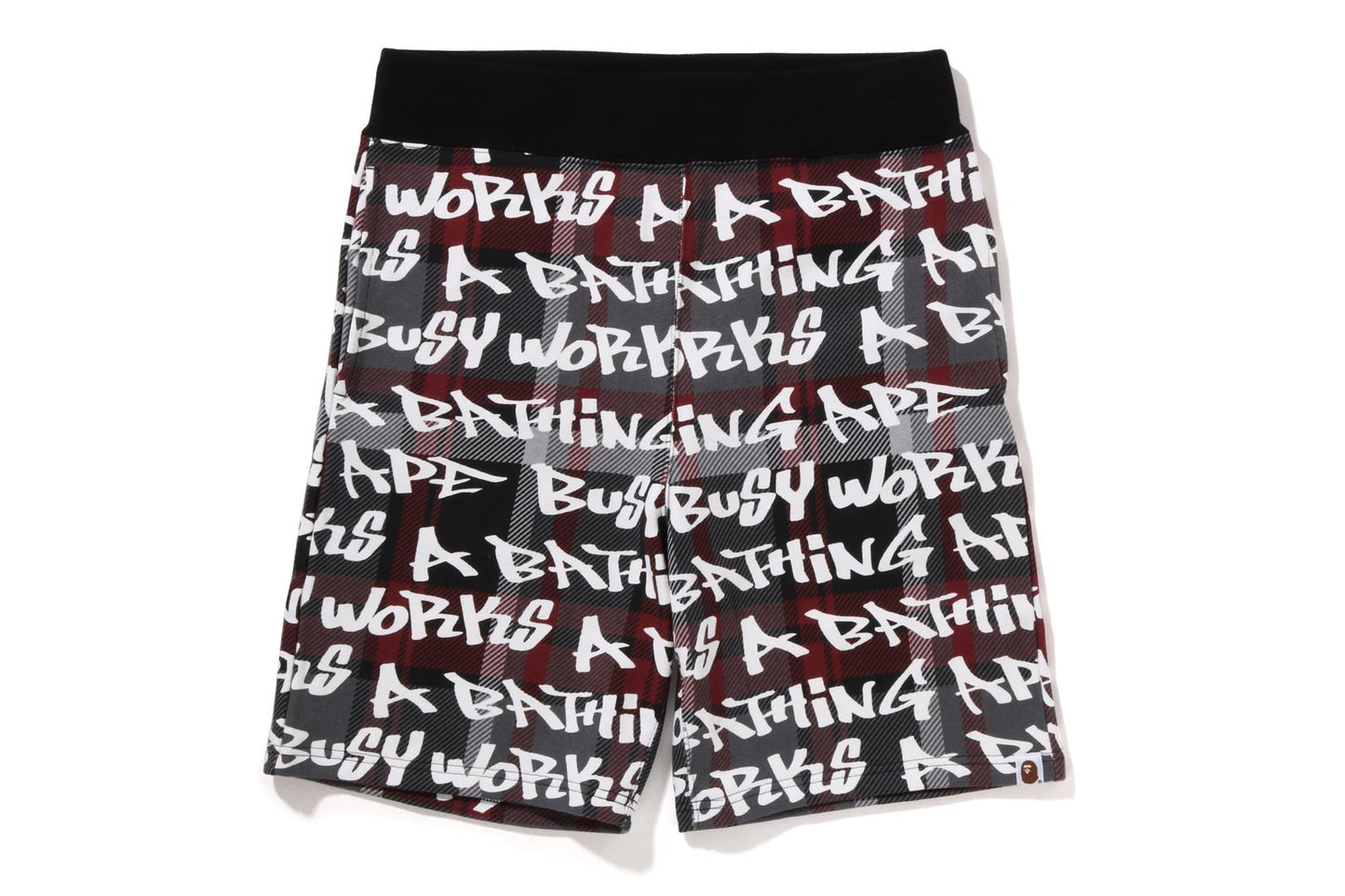 BAPE GRAFFITI CHECK SWEAT SHORTS MENS