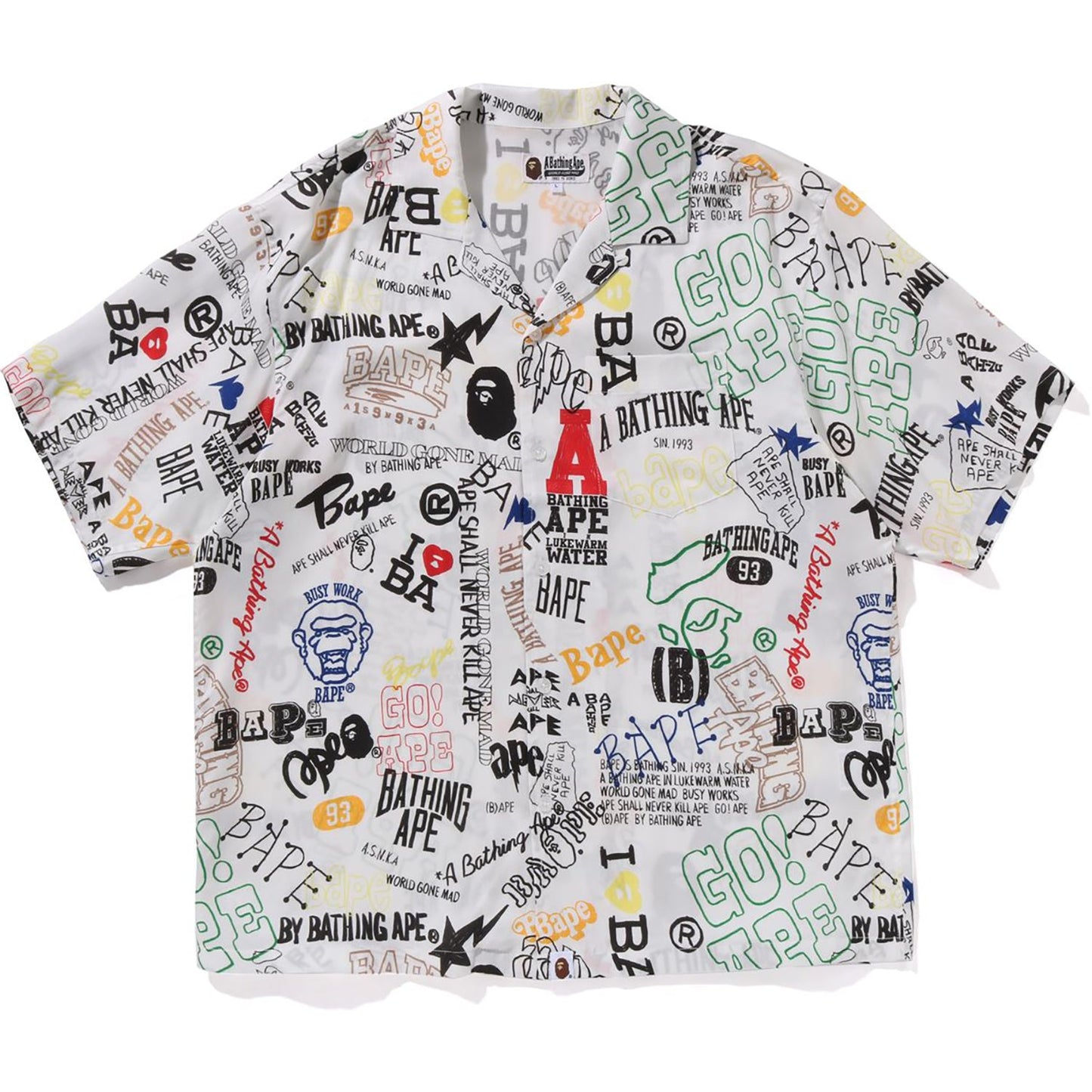 HAND DRAW OPEN COLLAR S/S SHIRT MENS
