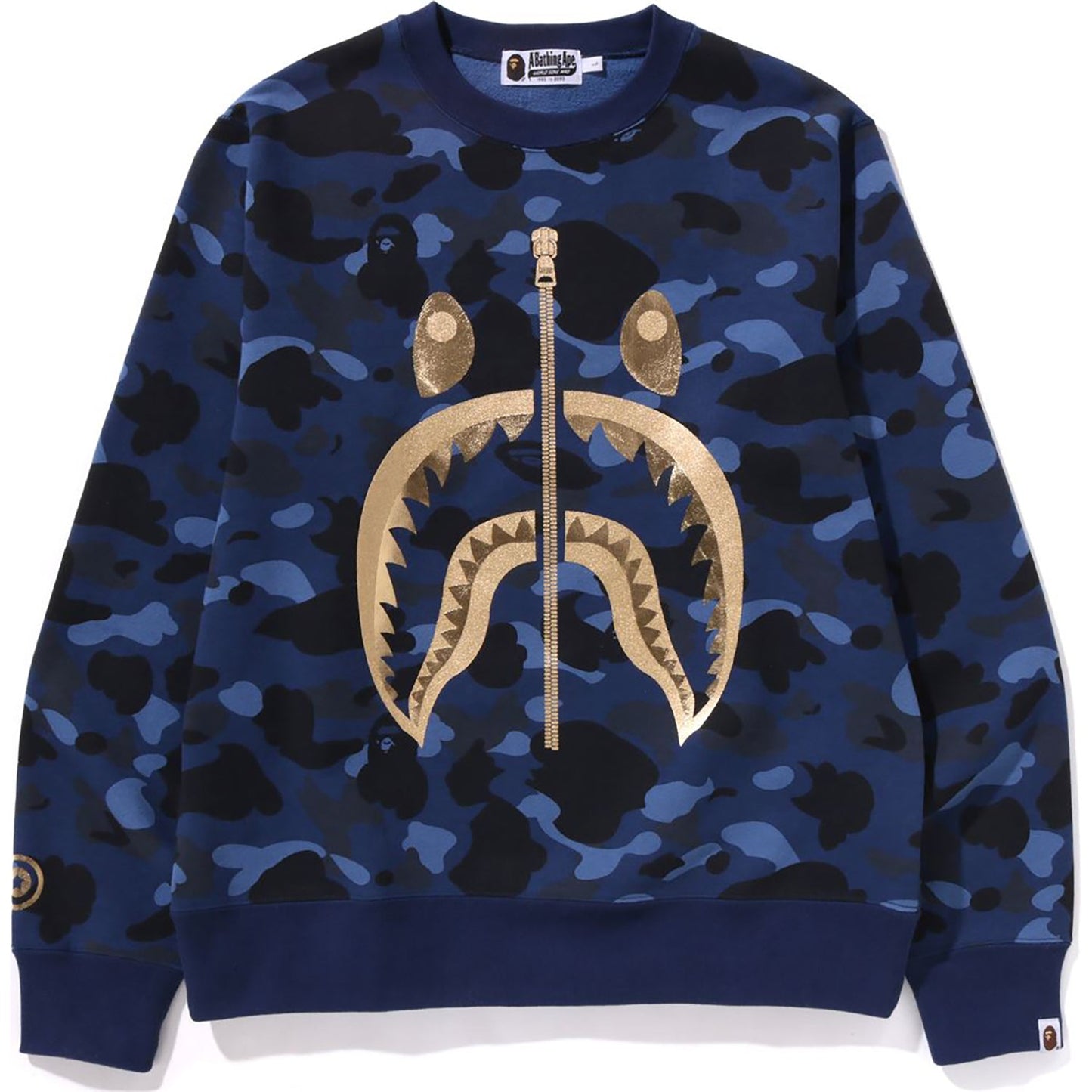 BAPE MENS COLOR CAMO SHARK CREWNECK SWEATSHIRT
