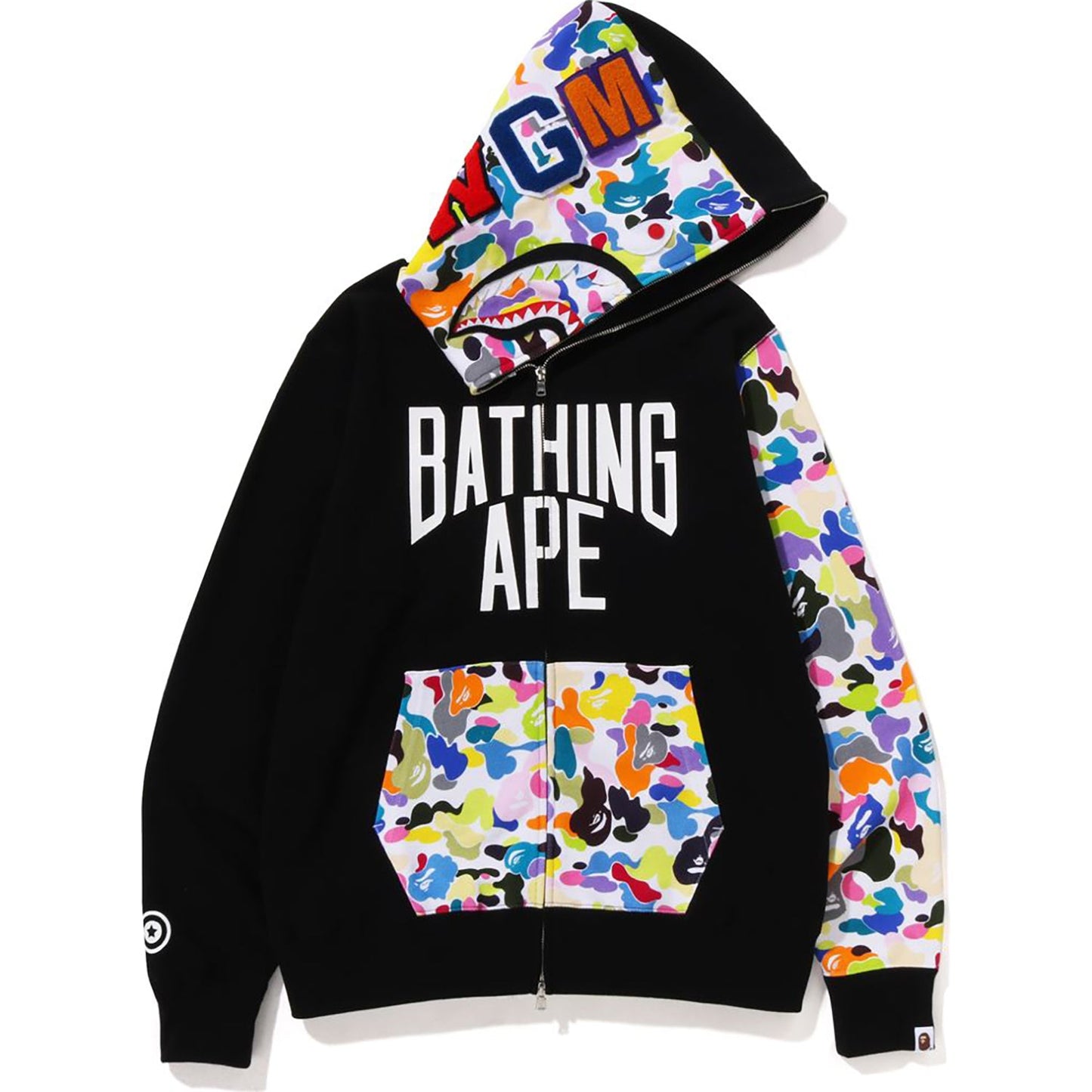 MULTI CAMO NYC LOGO SHARK FULL ZIP HOODIE MENS