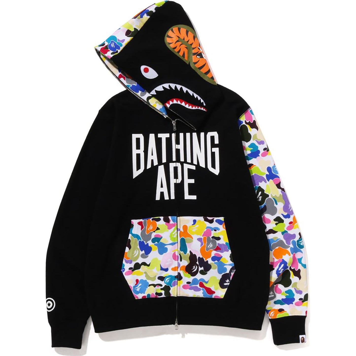 MULTI CAMO NYC LOGO SHARK FULL ZIP HOODIE MENS