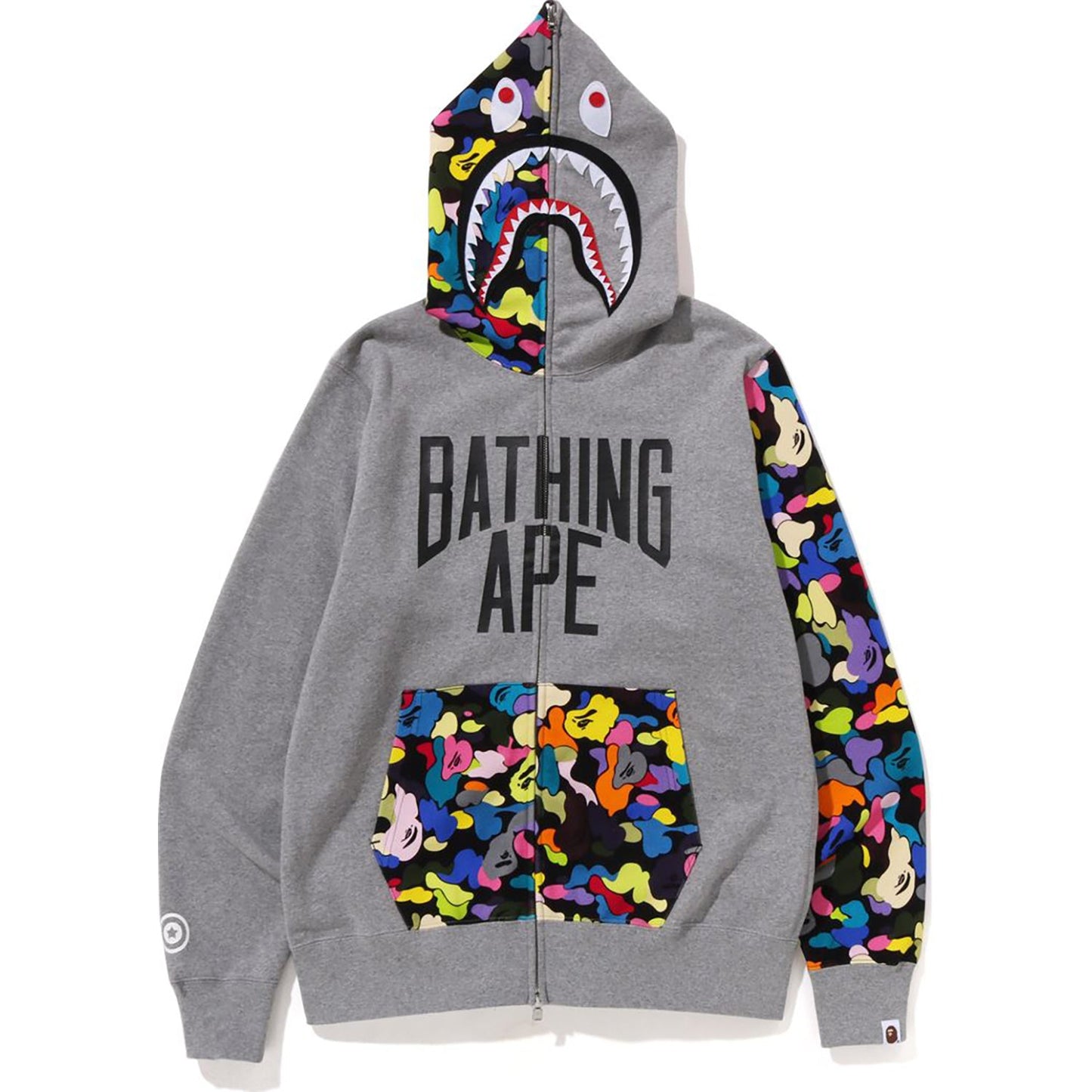 MULTI CAMO NYC LOGO SHARK FULL ZIP HOODIE MENS