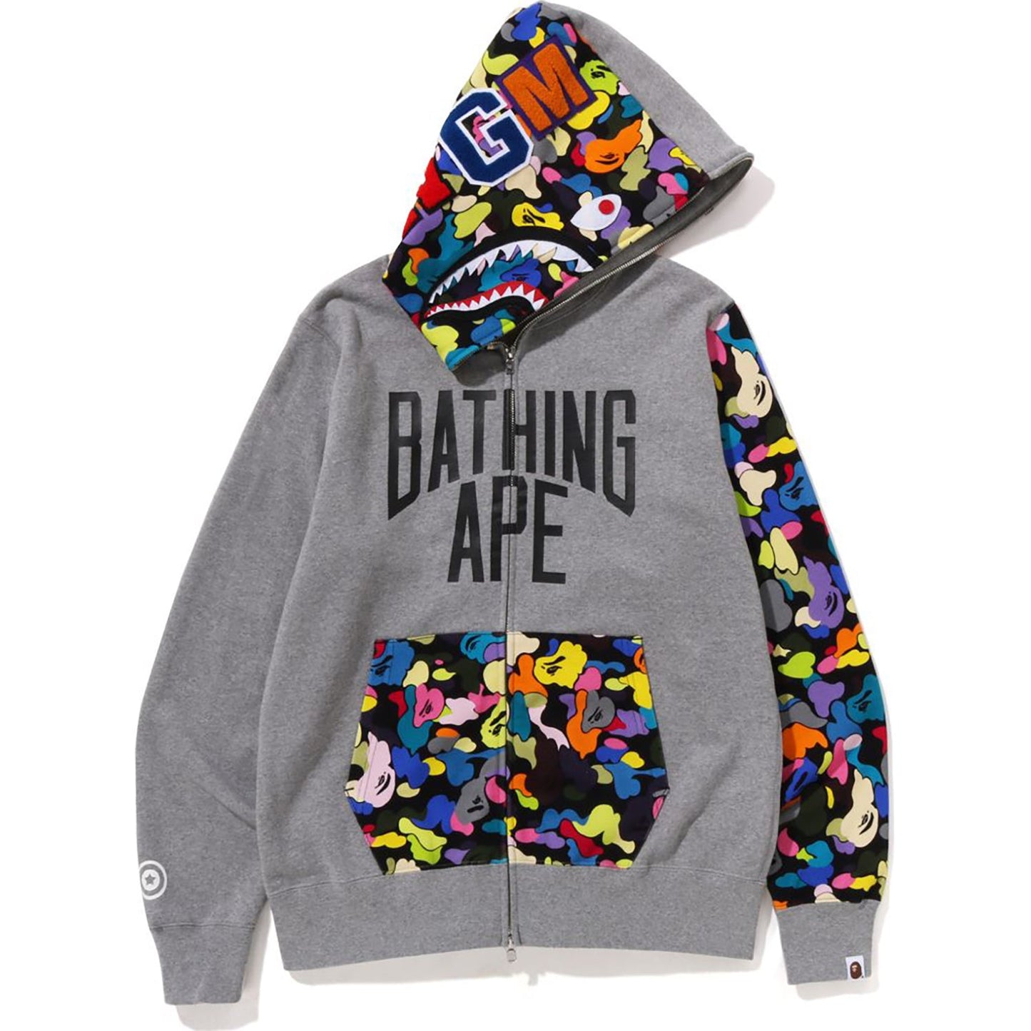MULTI CAMO NYC LOGO SHARK FULL ZIP HOODIE MENS