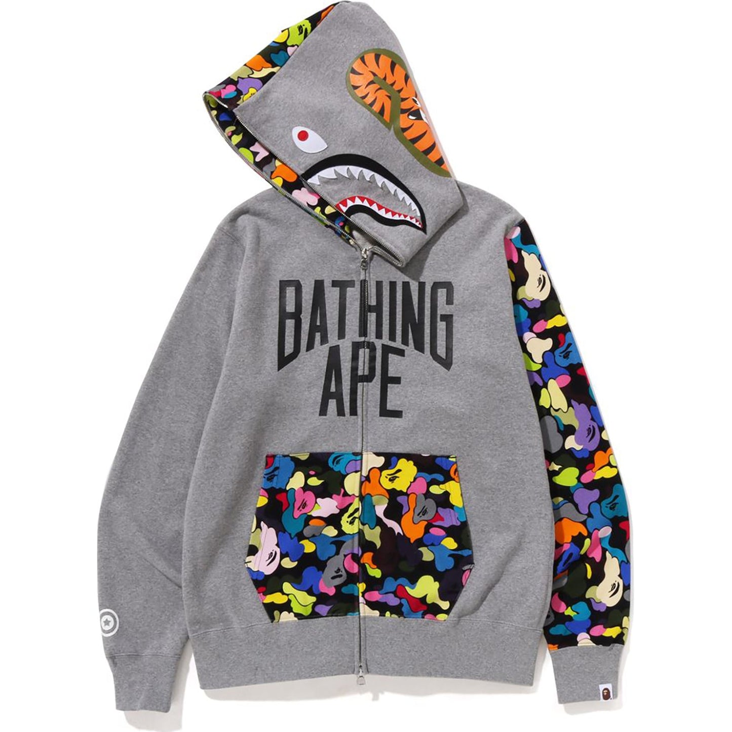 MULTI CAMO NYC LOGO SHARK FULL ZIP HOODIE MENS