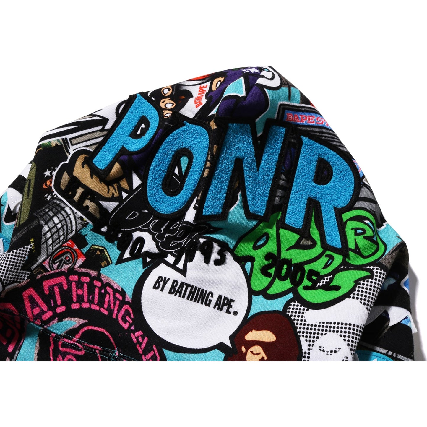 COMIC ART SHARK ZIP HOODIE MENS