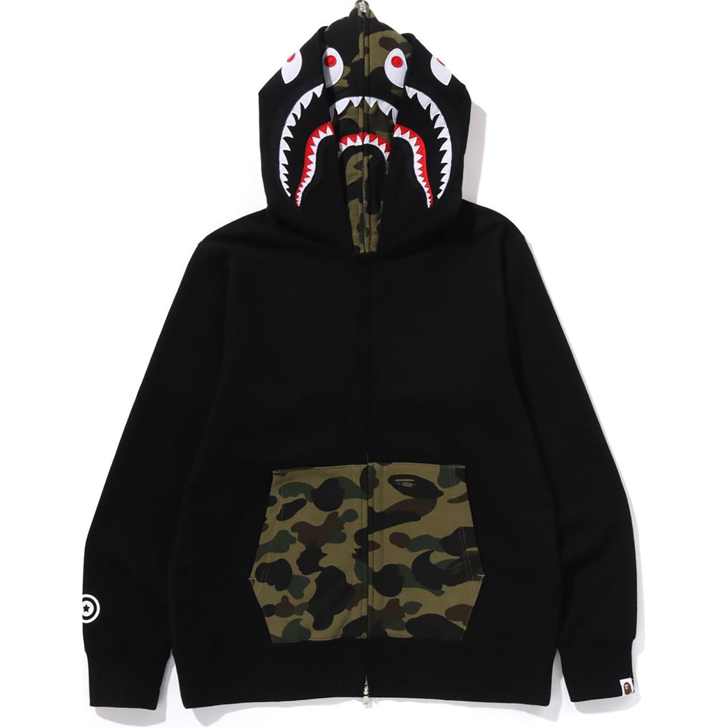 1ST CAMO SHARK FULL ZIP DOUBLE HOODIE MENS