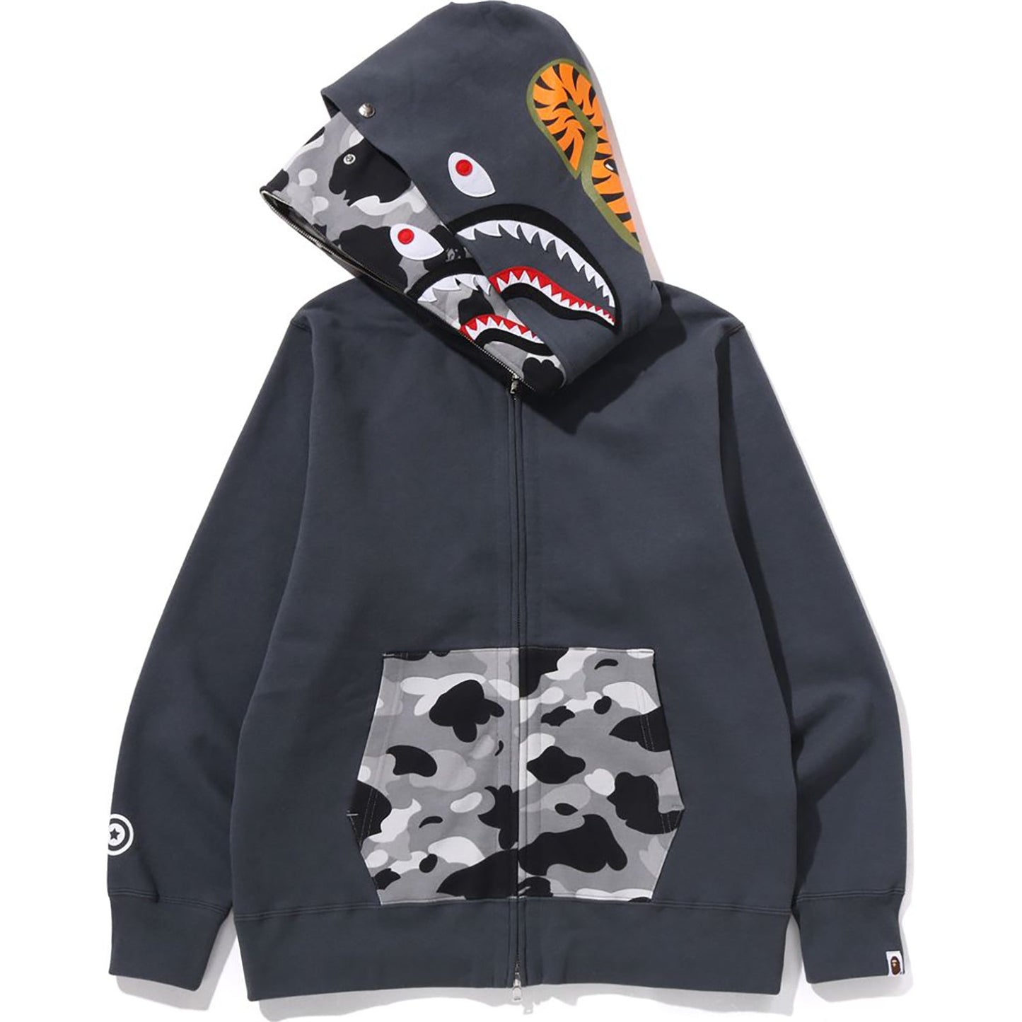 1ST CAMO SHARK FULL ZIP DOUBLE HOODIE MENS