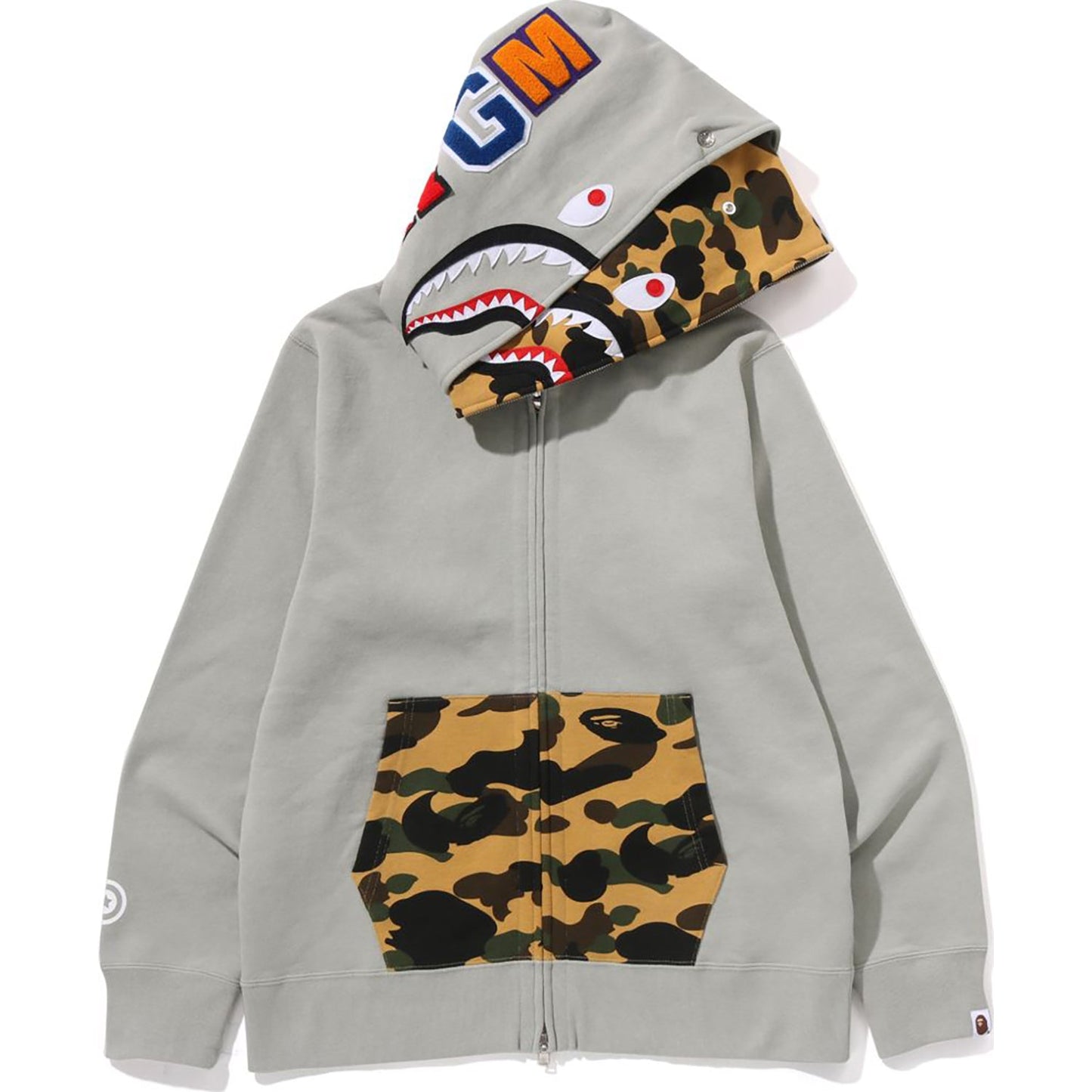 1ST CAMO SHARK FULL ZIP DOUBLE HOODIE MENS