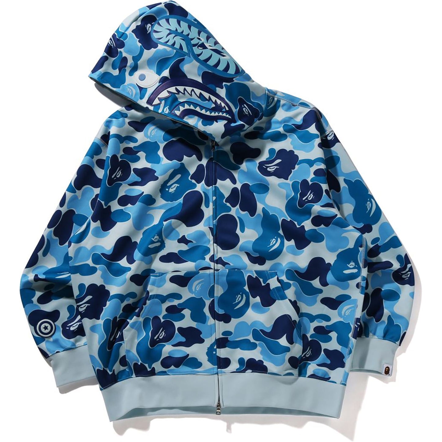 ABC CAMO POLYESTER RELAXED FIT SHARK FULL ZIP HOODIE MENS