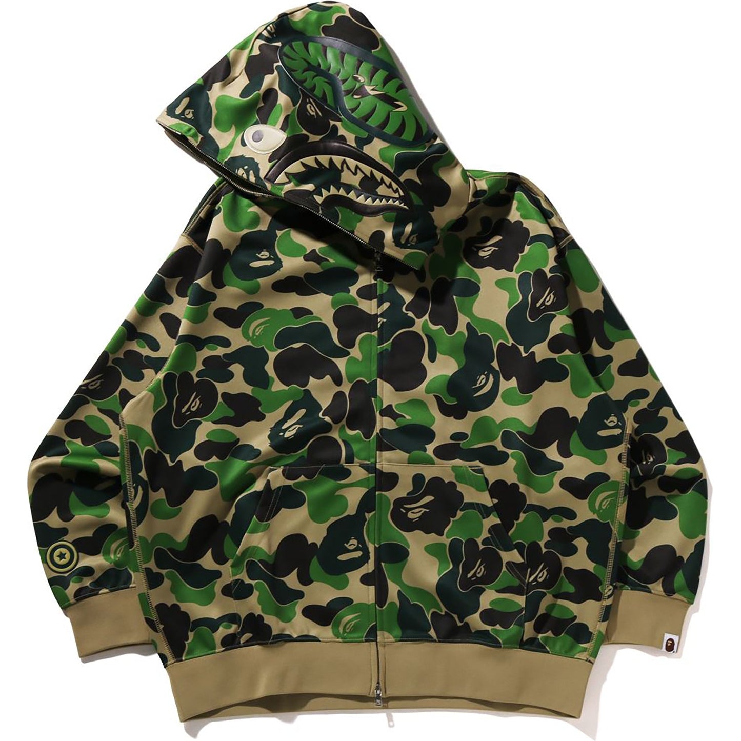 ABC CAMO POLYESTER RELAXED FIT SHARK FULL ZIP HOODIE MENS