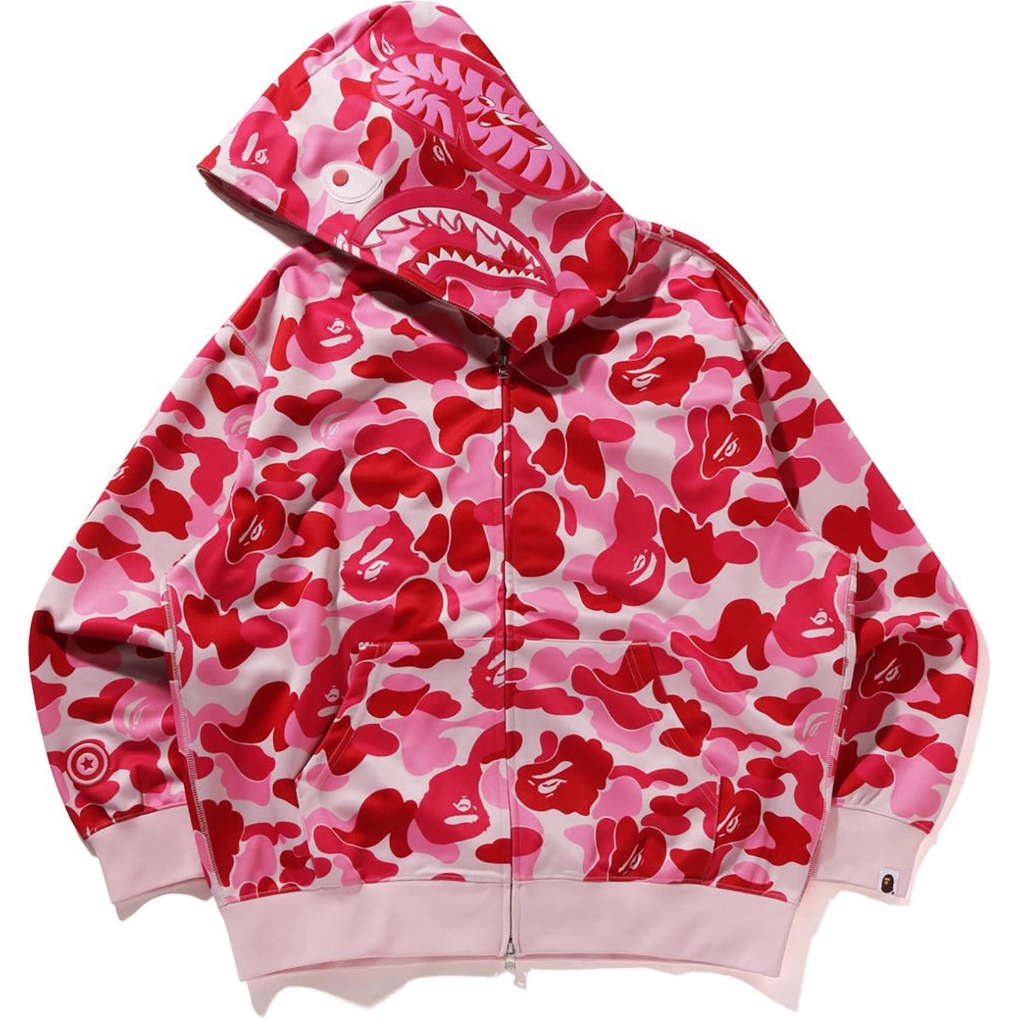 ABC CAMO POLYESTER RELAXED FIT SHARK FULL ZIP HOODIE MENS