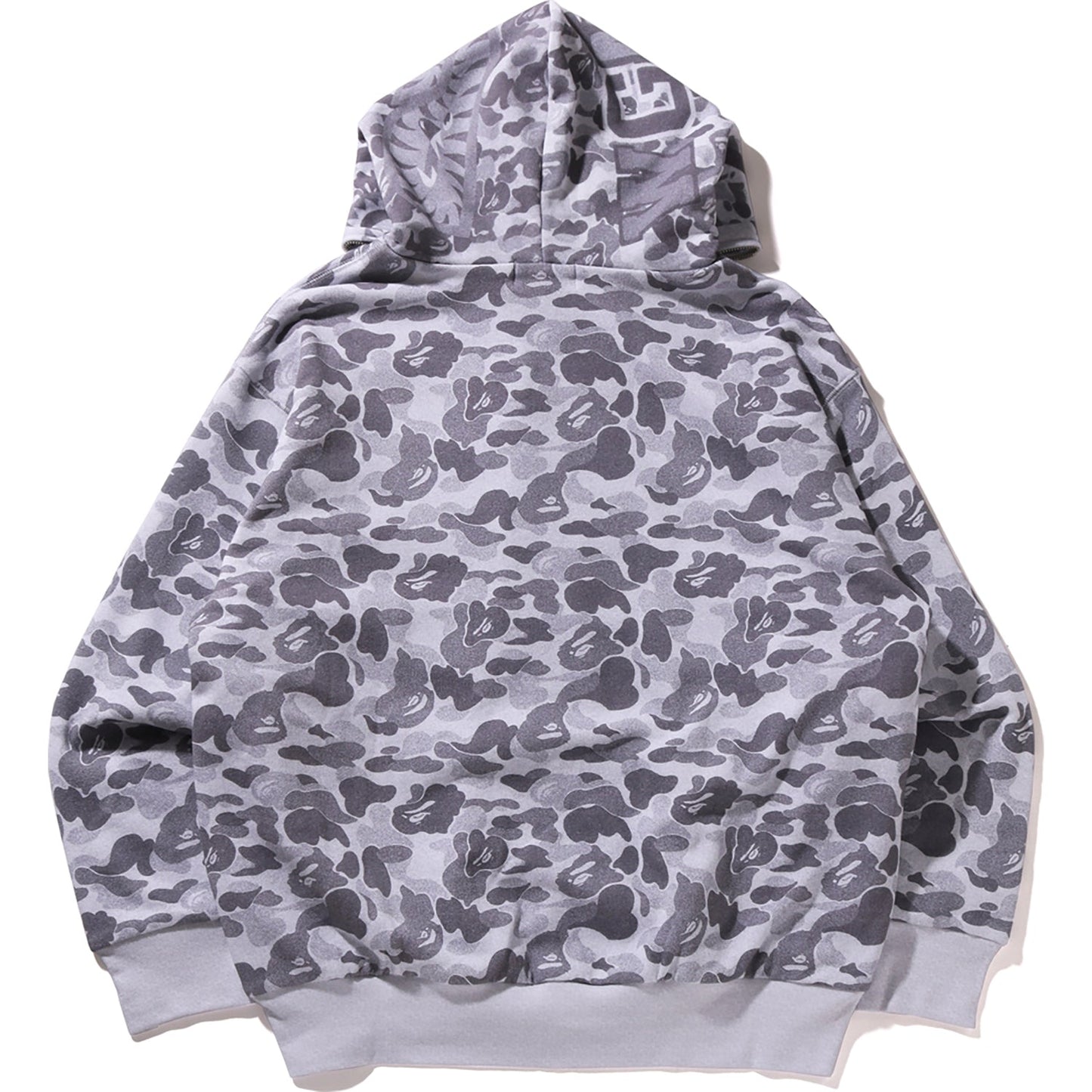 CAMO FAKE PRINT RELAXED FIT SHARK FULL ZIP HOODIE MENS