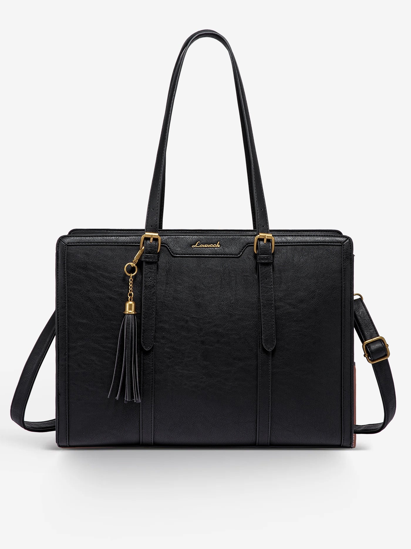 2Pcs Vintage Leather Laptop Tote, 15.6