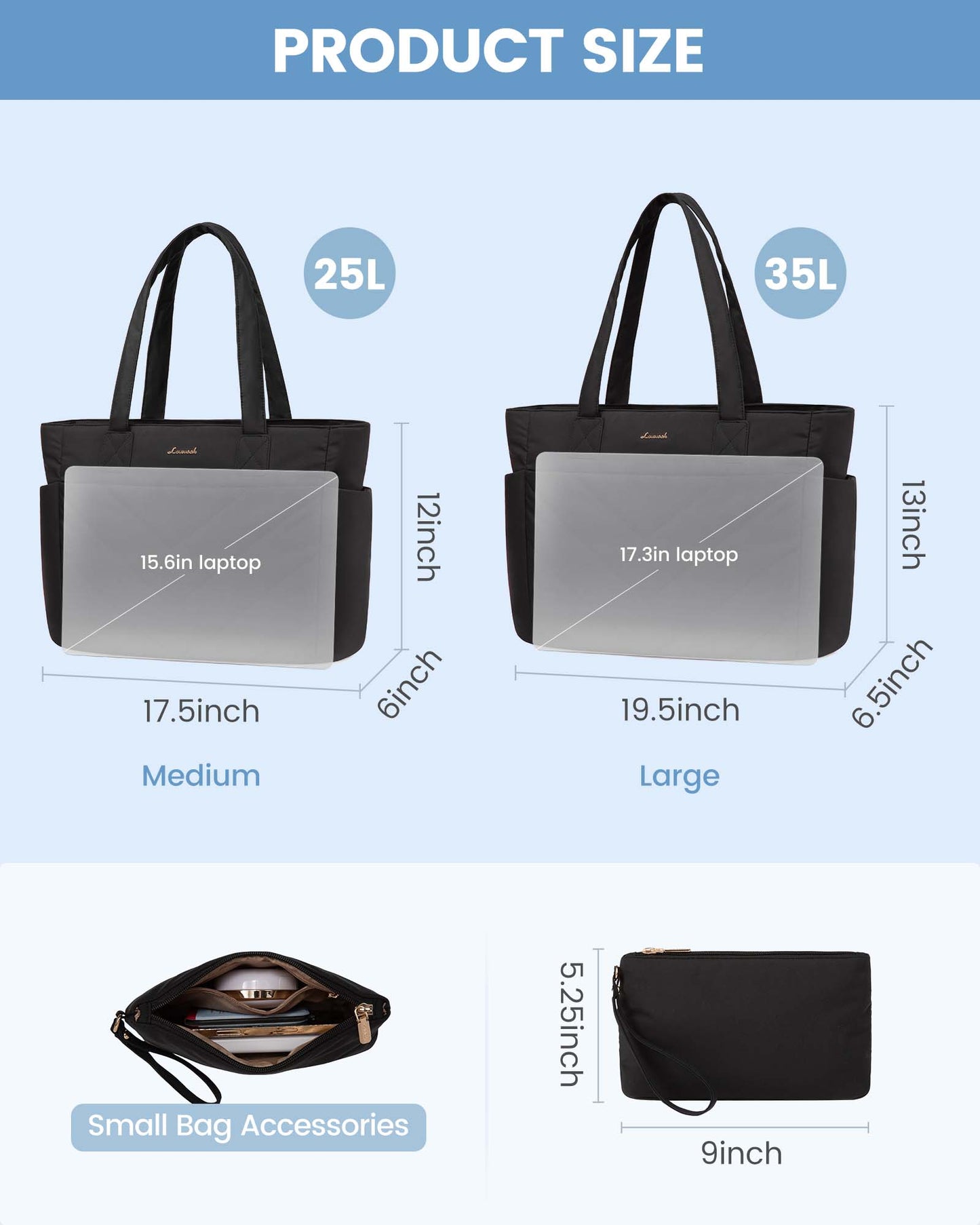 2Pcs Lightweight Puffy Tote Bag, 15.6” 17.3