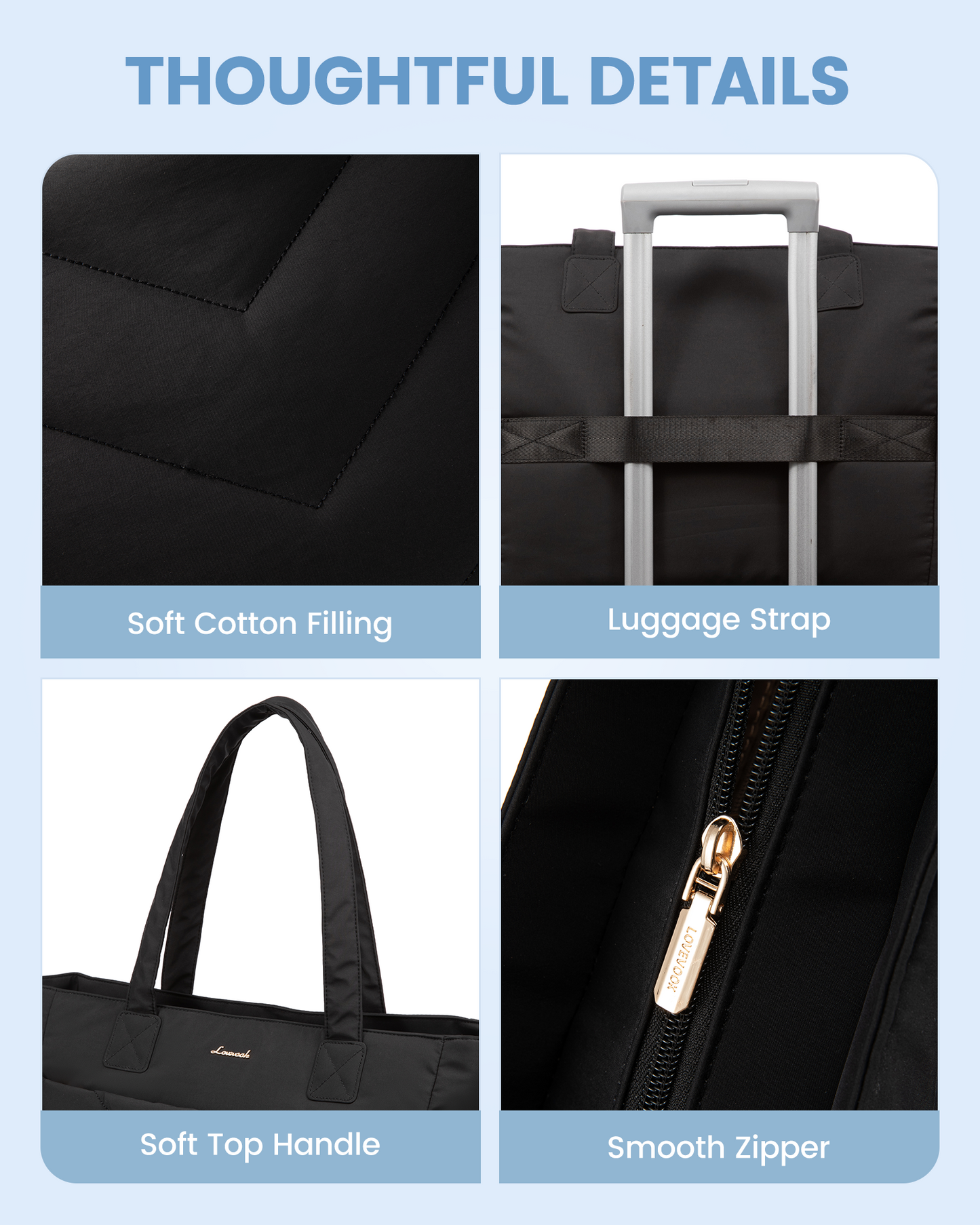 2Pcs Lightweight Puffy Tote Bag, 15.6” 17.3