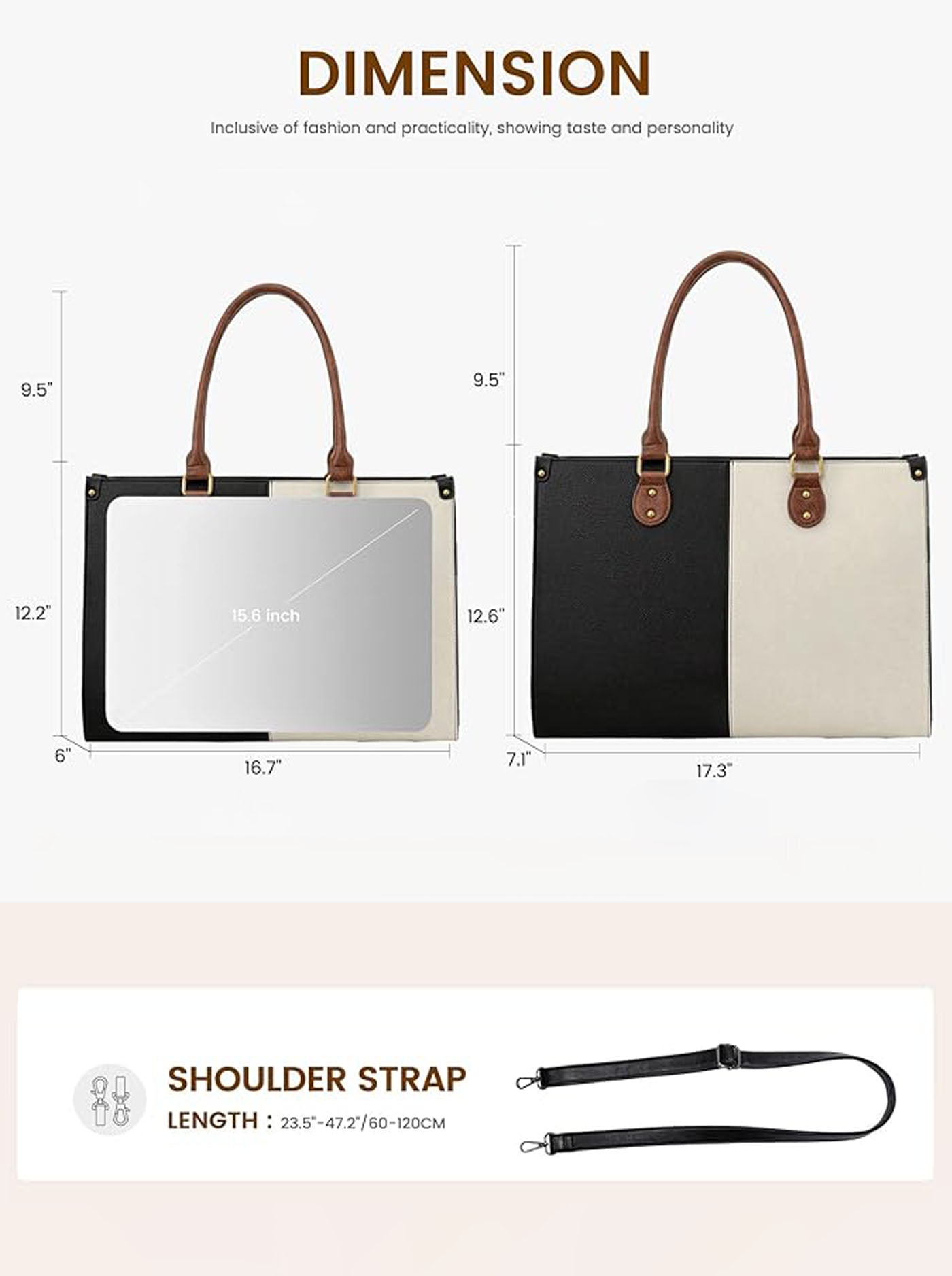 2Pcs Vintage Leather Laptop Bag, 15.6