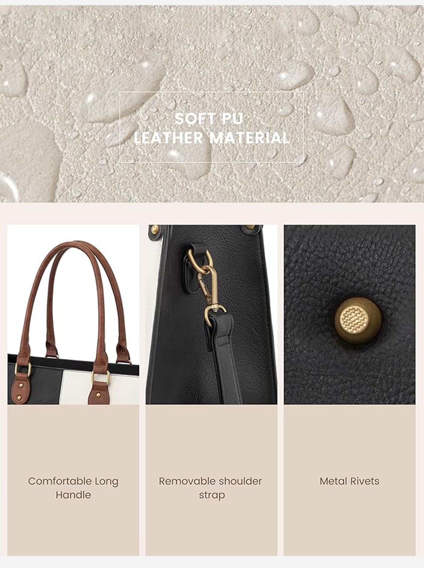 2Pcs Vintage Leather Laptop Bag, 15.6