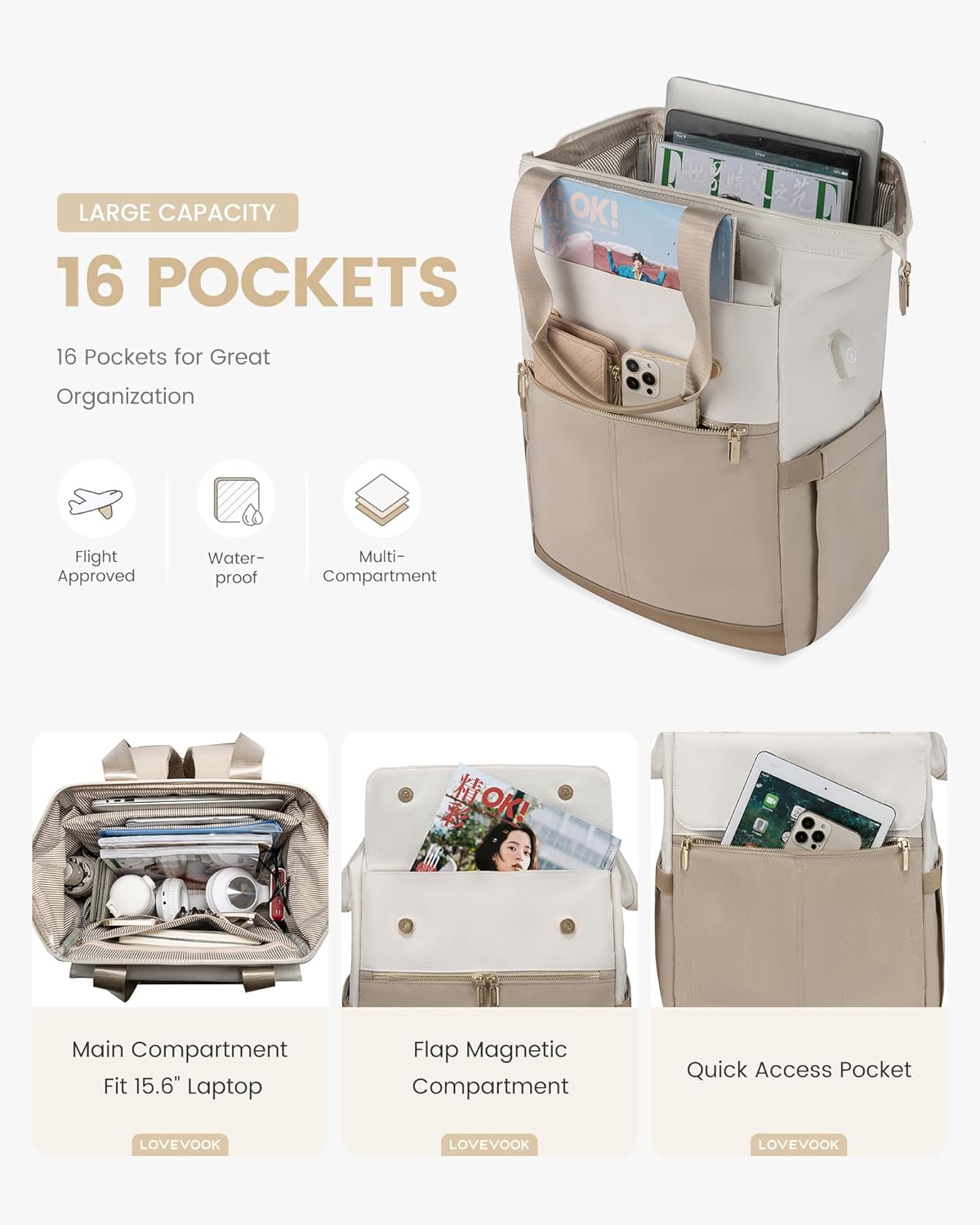 2Pcs Fashion Laptop Backpack, 15.6 17.3