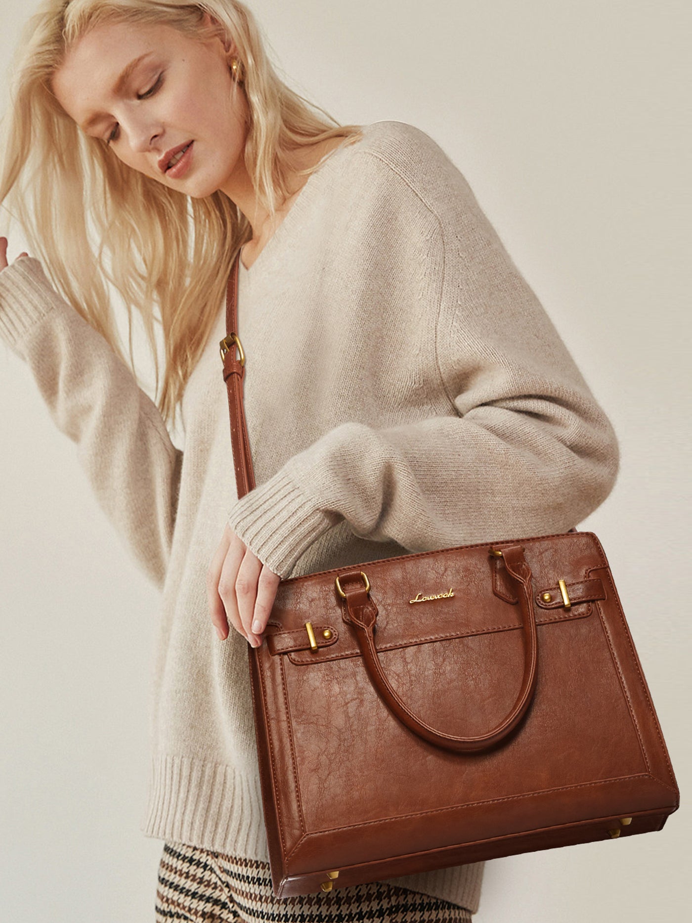 2Pcs Leather Handbag and Purse