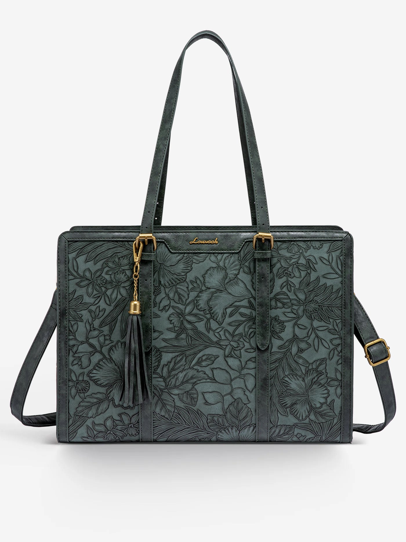 2Pcs Vintage Leather Laptop Tote, 15.6