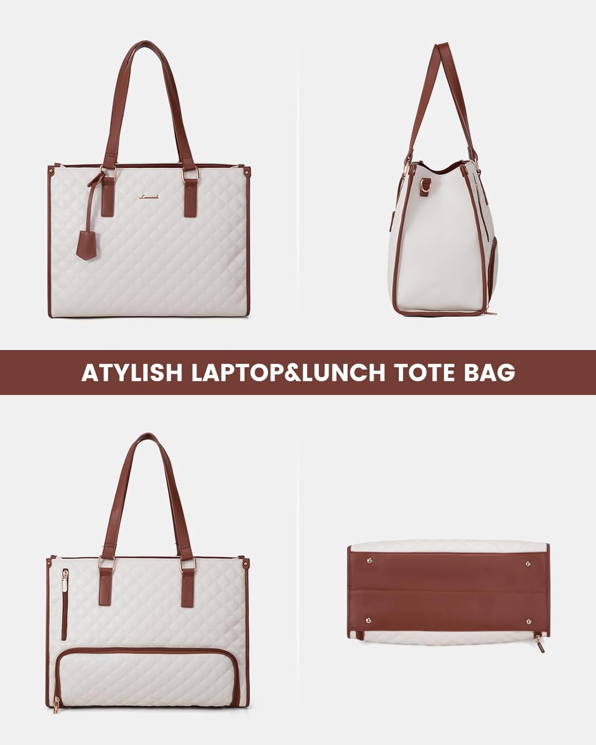 2Pcs Lunch Tote Shoulder Bag, 15.6