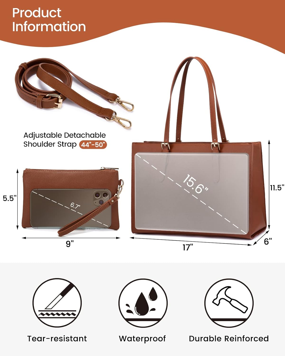 2Pcs Laptop Shoulder Bag, 15.6