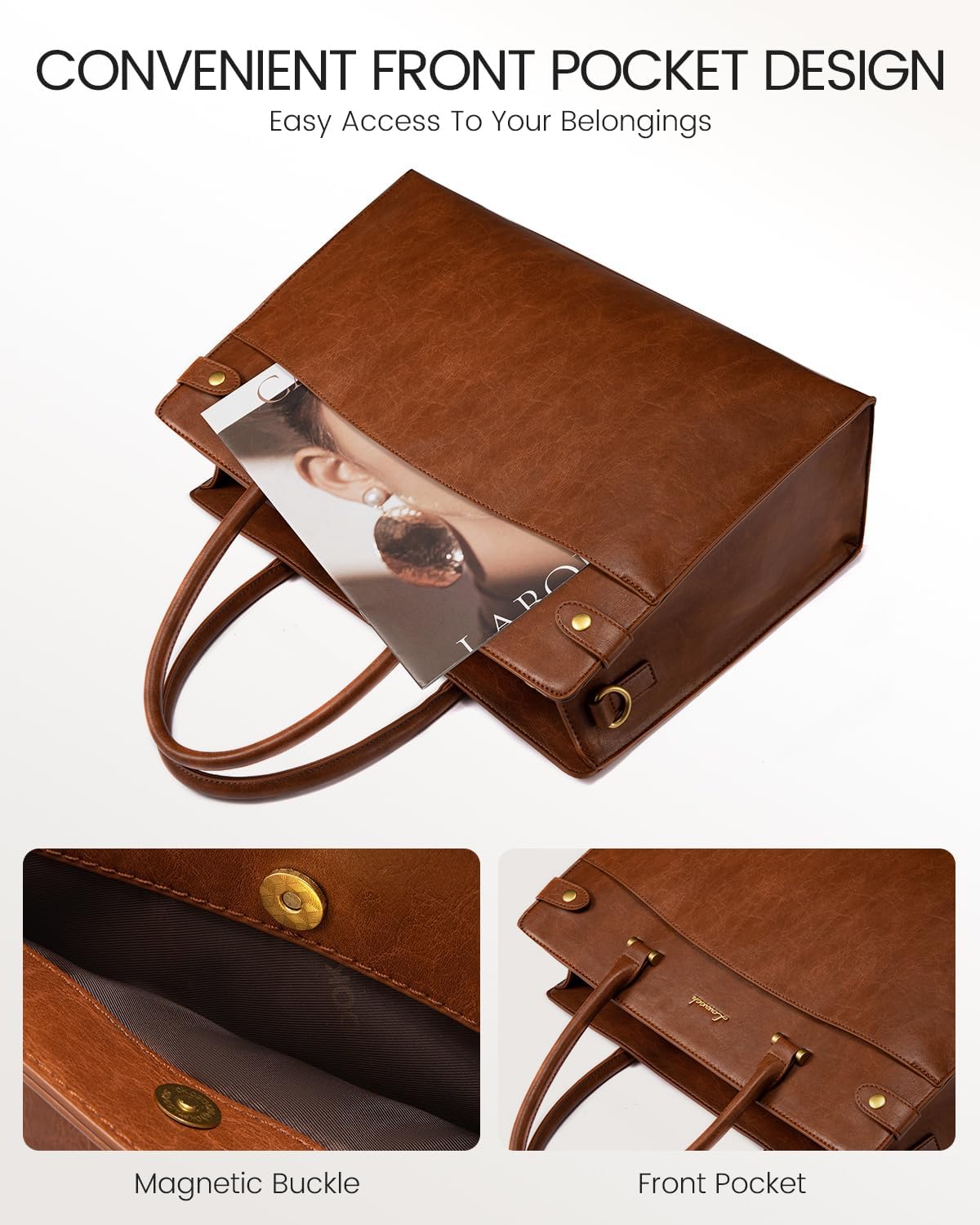 2Pcs Vintage Waterproof Laptop Bag, 15.6 17.3