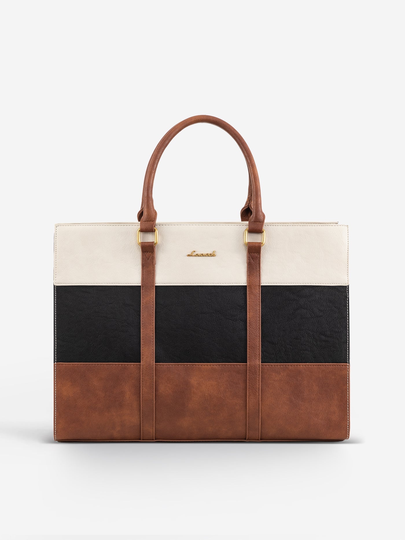 2Pcs Elegant Colorblock Tote Bag, 15.6