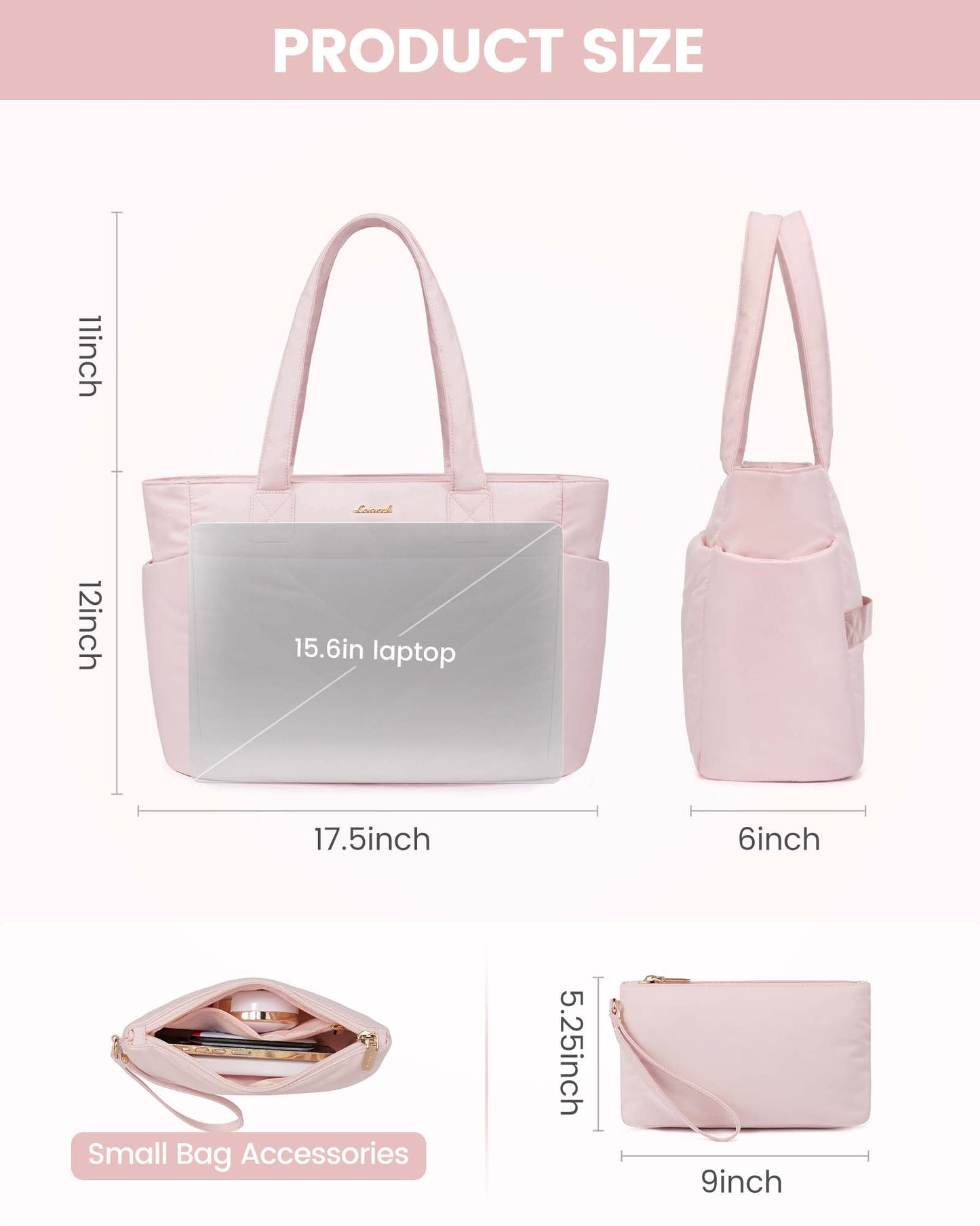 2Pcs Lightweight Puffy Tote Bag, 15.6 17.3