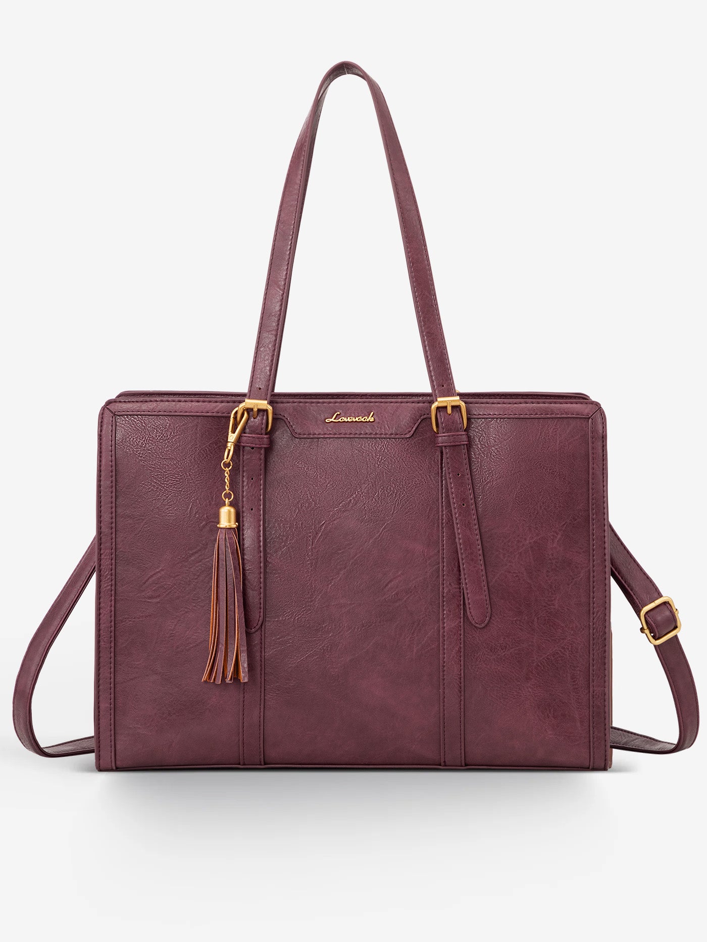 2Pcs Vintage Leather Laptop Tote, 15.6