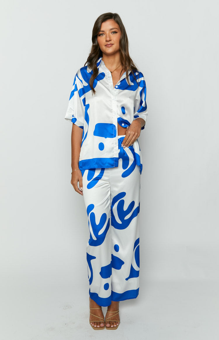 Karren Blue Print Top