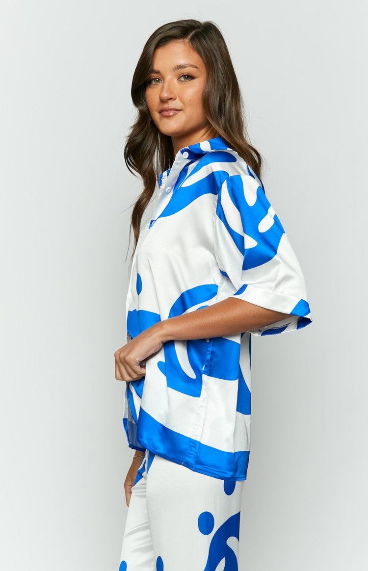 Karren Blue Print Top