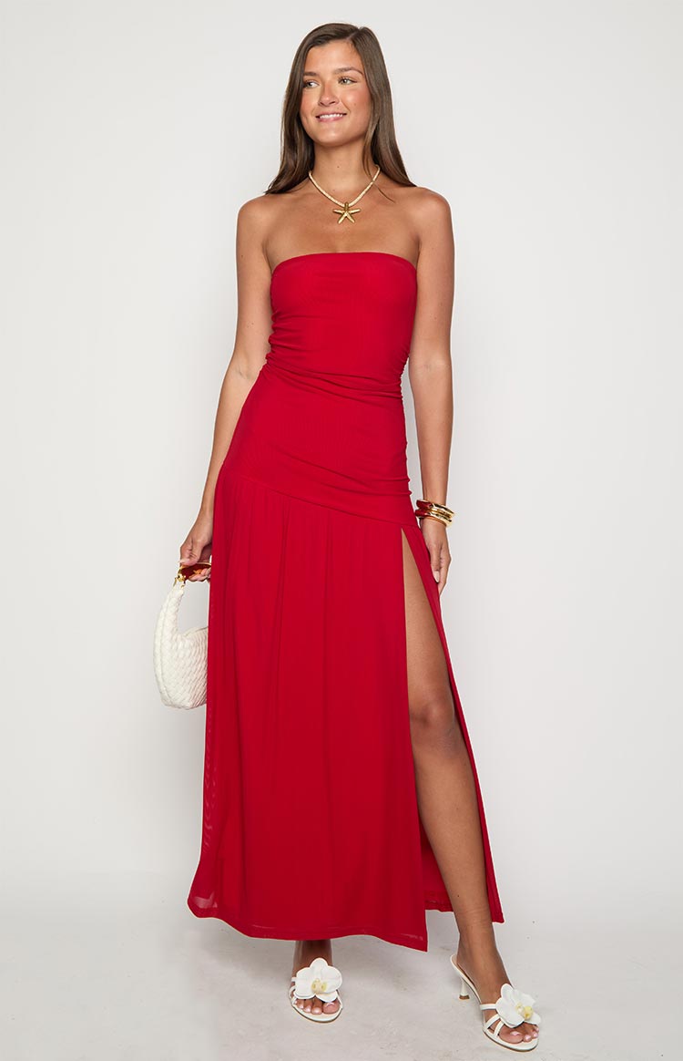 Morrigan Red Strapless Maxi Dress