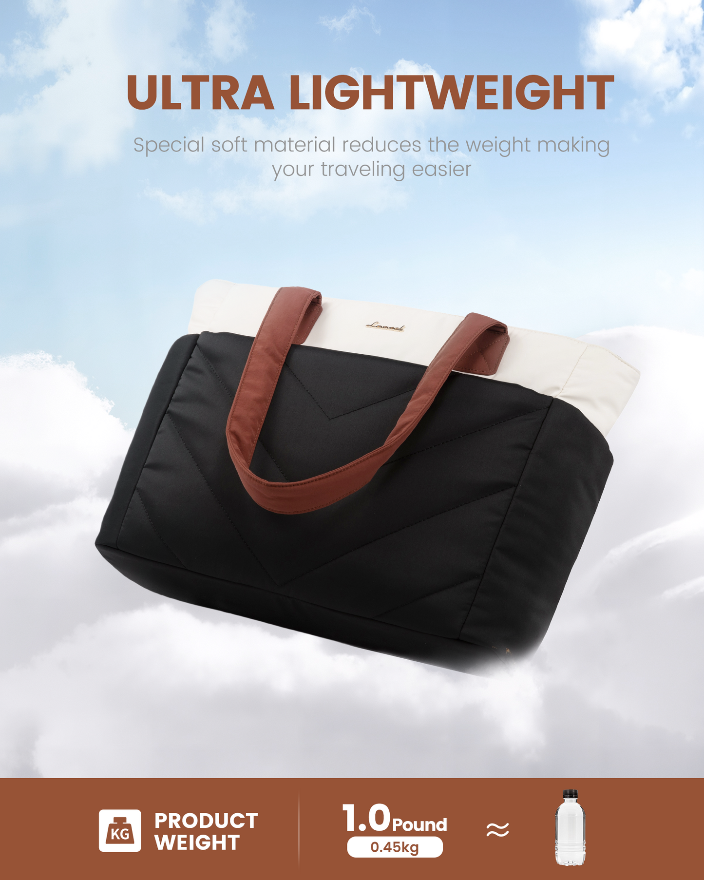 2Pcs Lightweight Puffy Tote Bag, 15.6 17.3