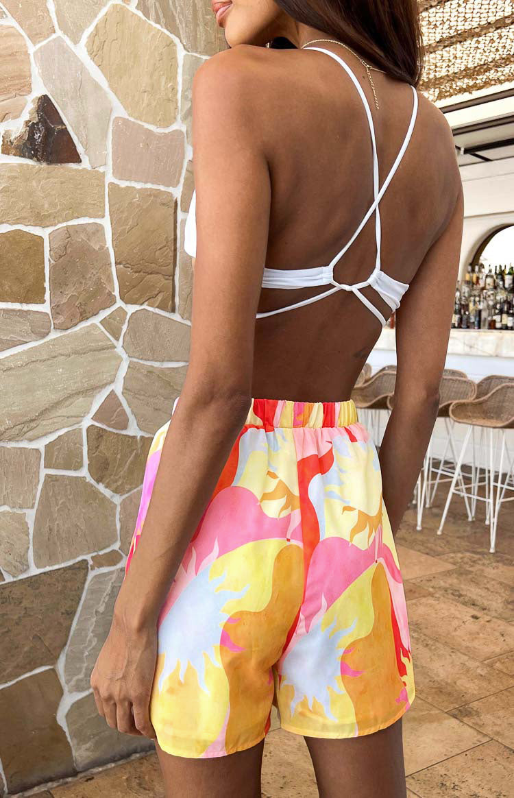 Rays Pink Sun Print Shorts