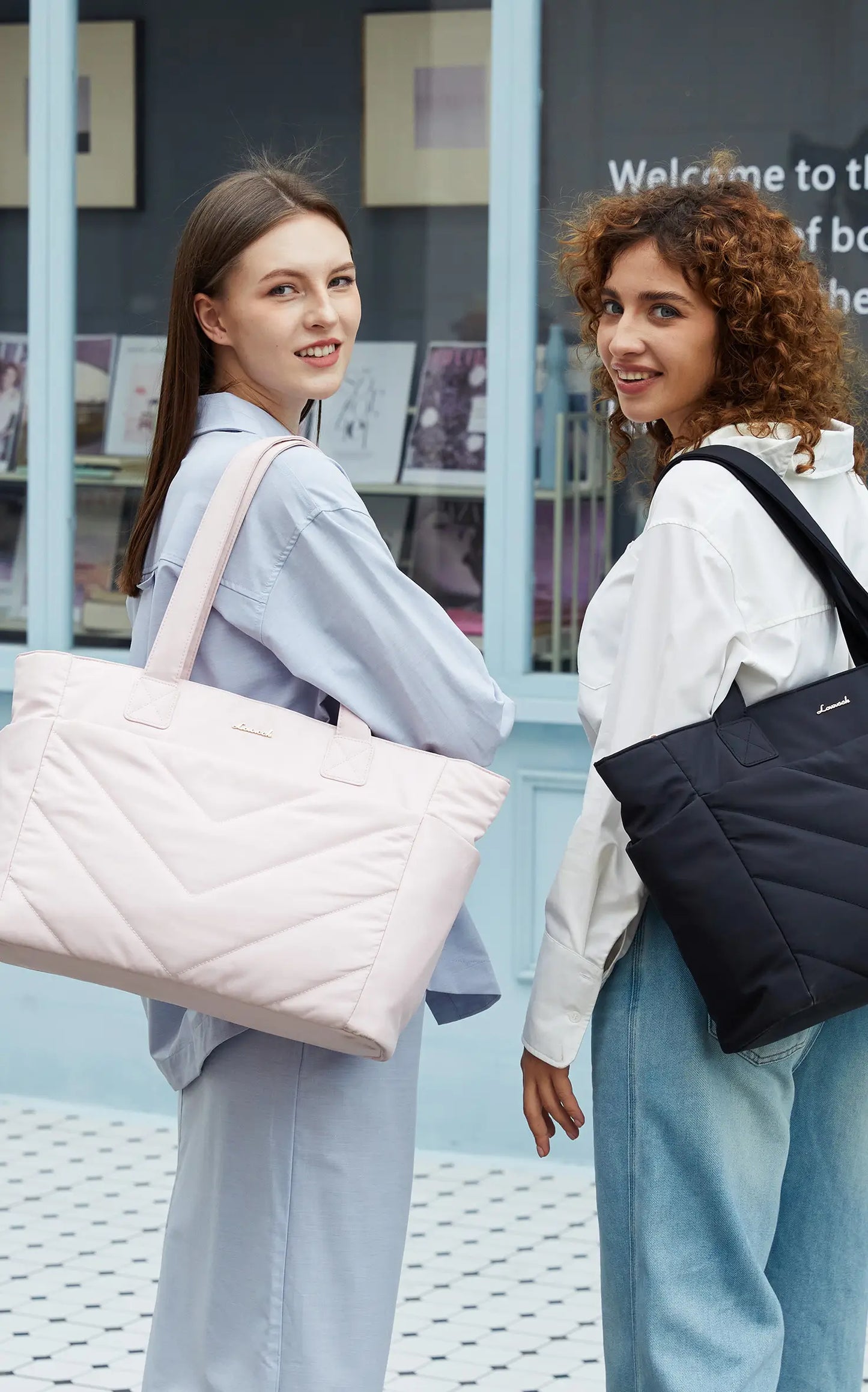 2Pcs Lightweight Puffy Tote Bag, 15.6 17.3