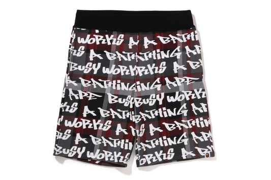 BAPE GRAFFITI CHECK SWEAT SHORTS MENS