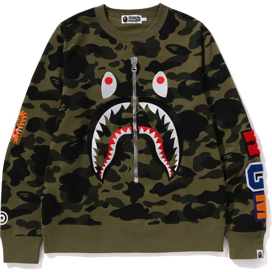 BAPE MENS 1ST CAMO SHARK CREWNECK SWEATSHIRT