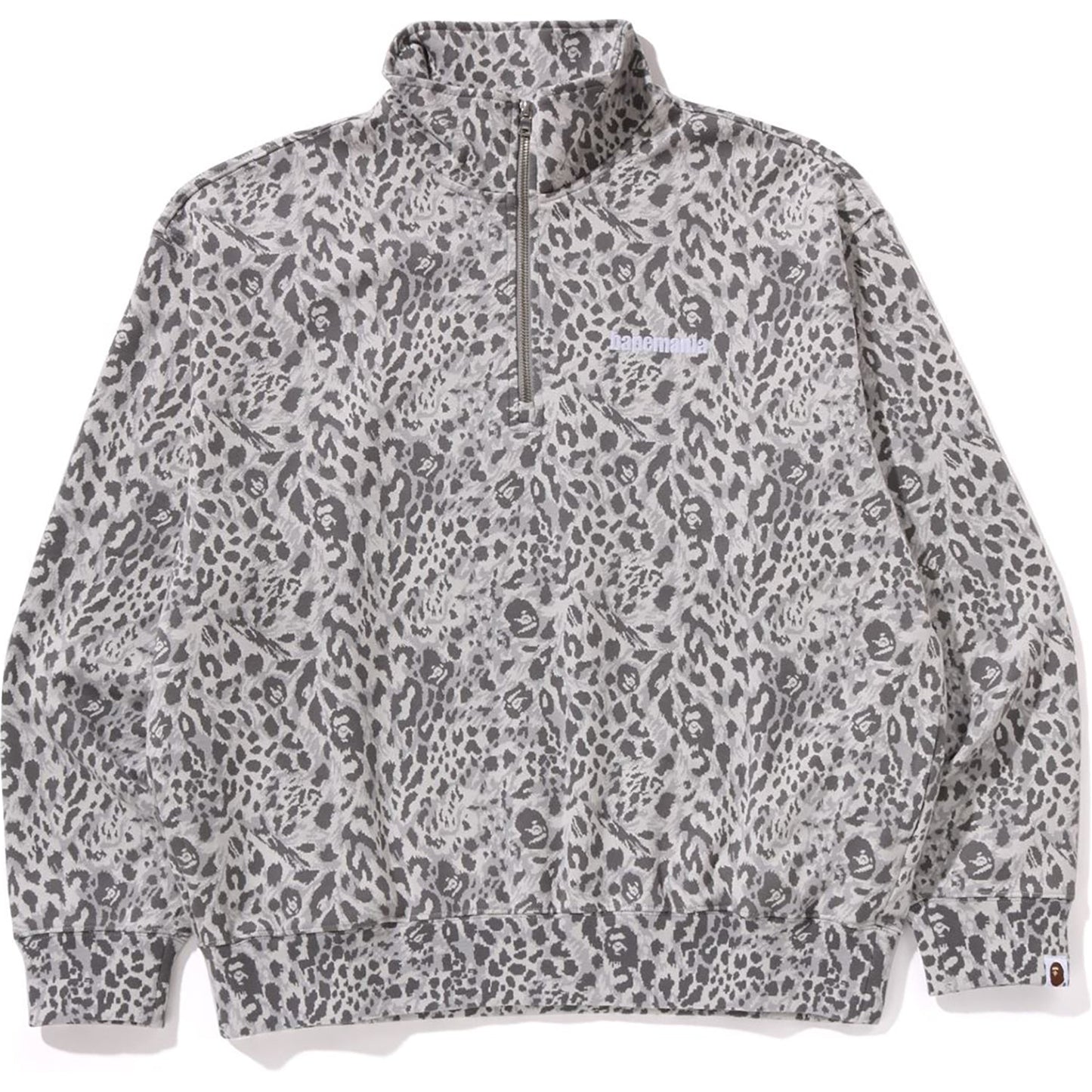 WILD LEOPARD PATTERN RELAXED FIT HALF ZIP SWEATSHIRT MENS