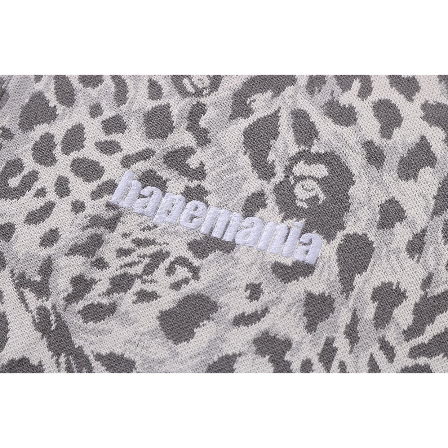 WILD LEOPARD PATTERN RELAXED FIT HALF ZIP SWEATSHIRT MENS