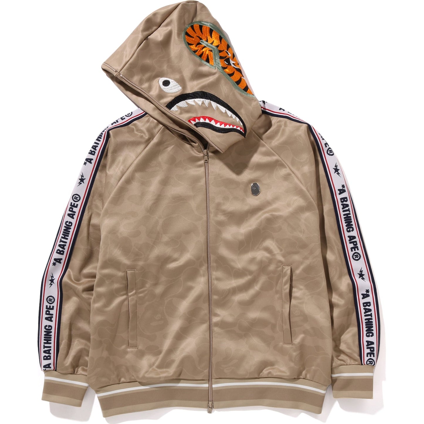 BAPE MENS SOLID CAMO RELAXED FIT SHARK FULL ZIP HOODIE JACKET