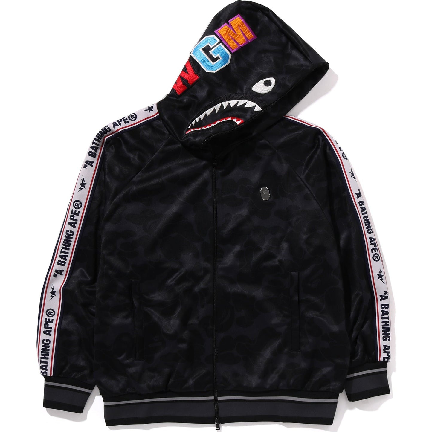BAPE MENS SOLID CAMO RELAXED FIT SHARK FULL ZIP HOODIE JACKET