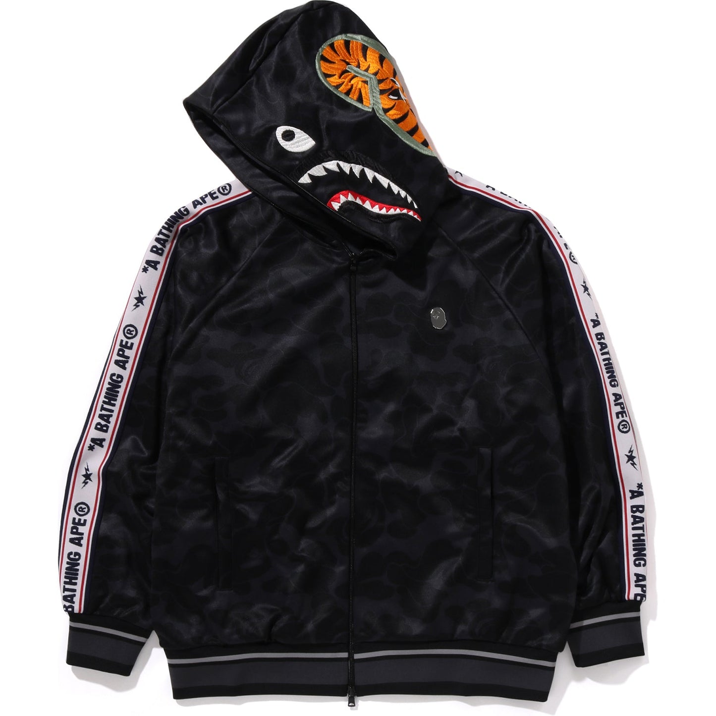 BAPE MENS SOLID CAMO RELAXED FIT SHARK FULL ZIP HOODIE JACKET