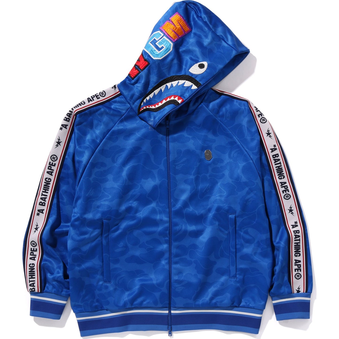 BAPE MENS SOLID CAMO RELAXED FIT SHARK FULL ZIP HOODIE JACKET