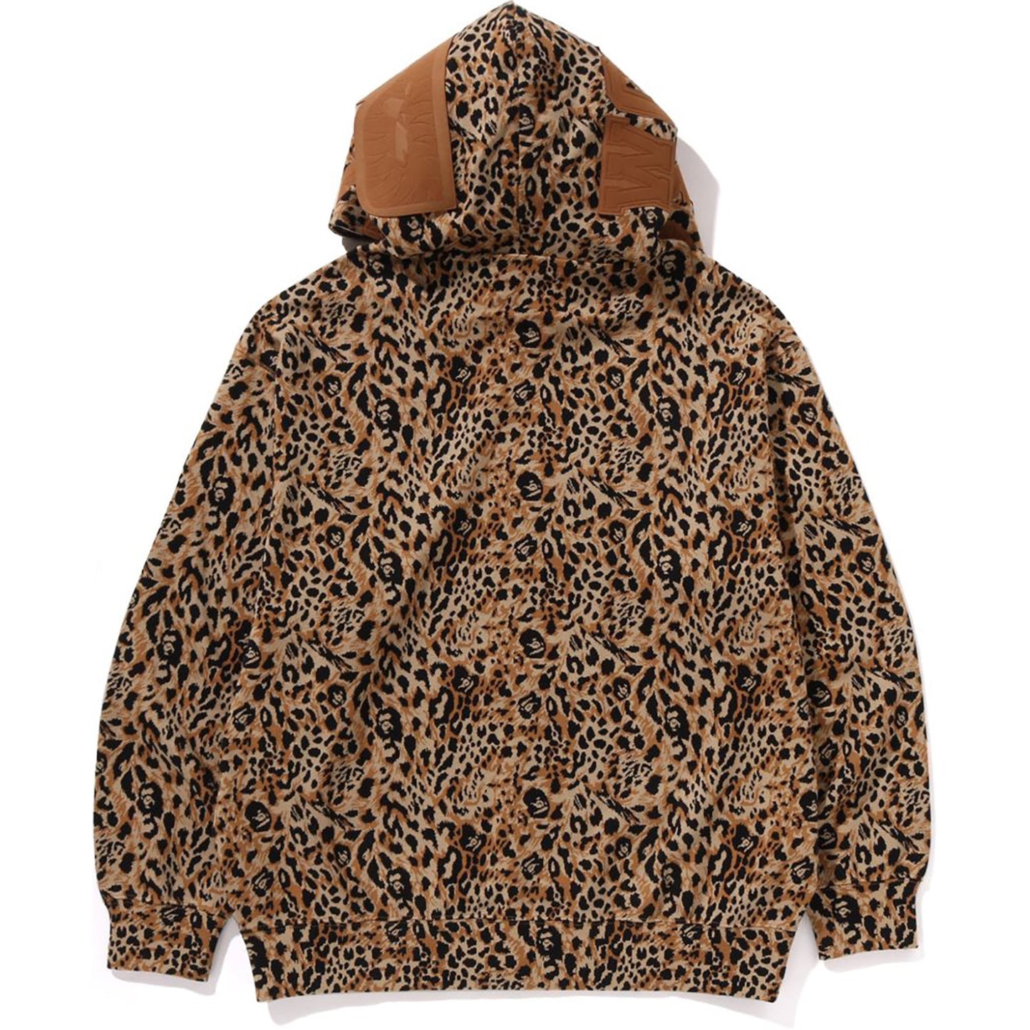 WILD LEOPARD PATTERN SHARK RELAXED FIT FULL ZIP HOODIE MENS