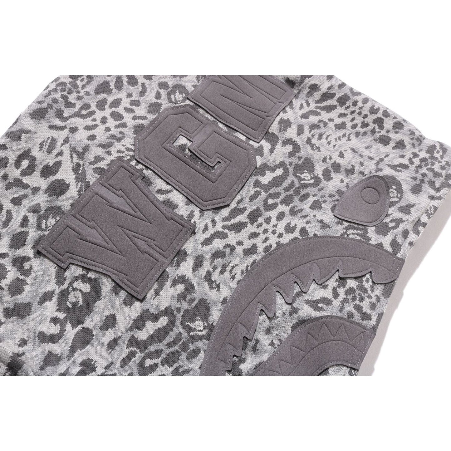 WILD LEOPARD PATTERN SHARK RELAXED FIT FULL ZIP HOODIE MENS