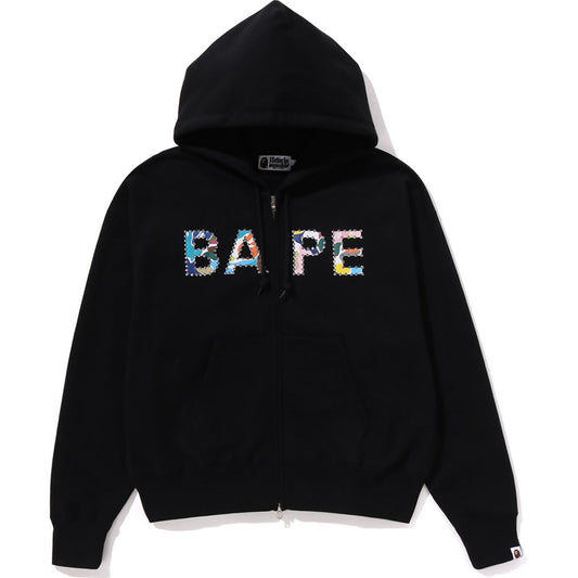 MULTI CAMO CRYSTAL LOGO WIDE ZIP HOODIE LADIES