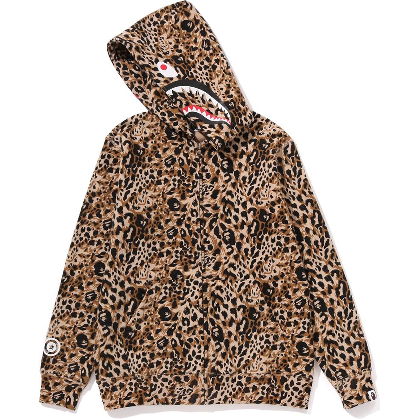 WILD LEOPARD PATTERN SHARK ZIP HOODIE JR KIDS